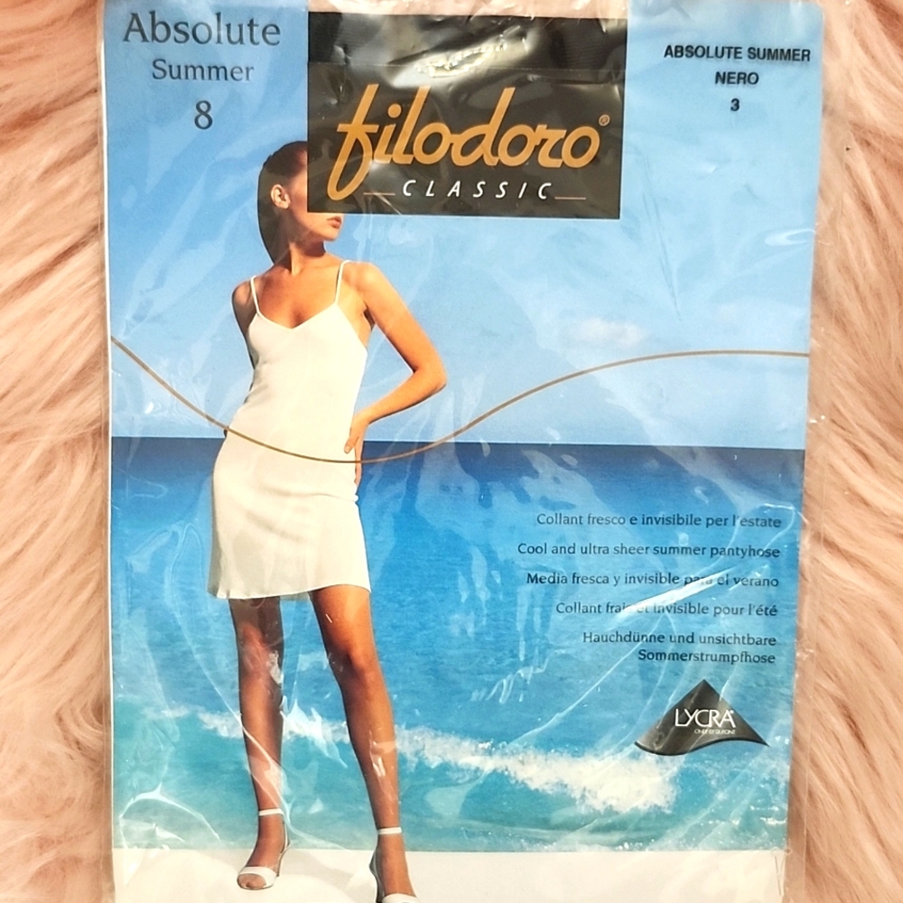 Brand New FILODORO ABSOLUTE SUMMER 8 NERO PANTYHOSE-3